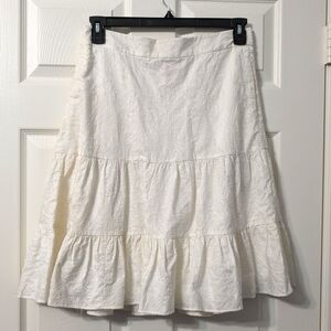 Lily Pulitzer Vintage All White Sewn Pattern Midi Skirt Summer